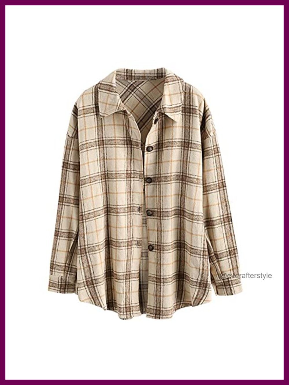 Plaid Button Down Shacket Long Sleeve Thin Jacket Oversize Flannel Coat